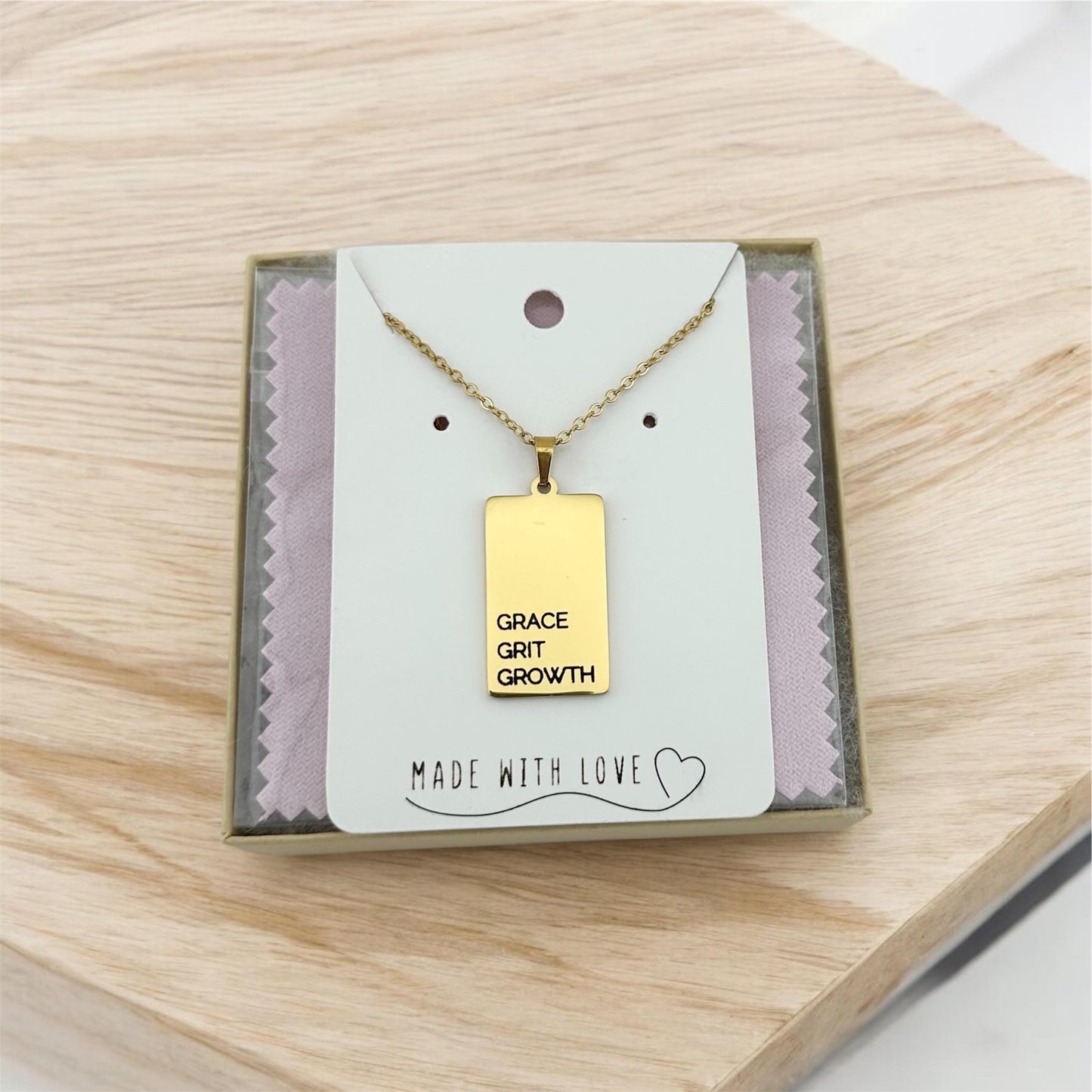 Personalized Word Pendant Necklace – Custom Engraved Nameplate with Your Words | Gold Bar Necklace Gift