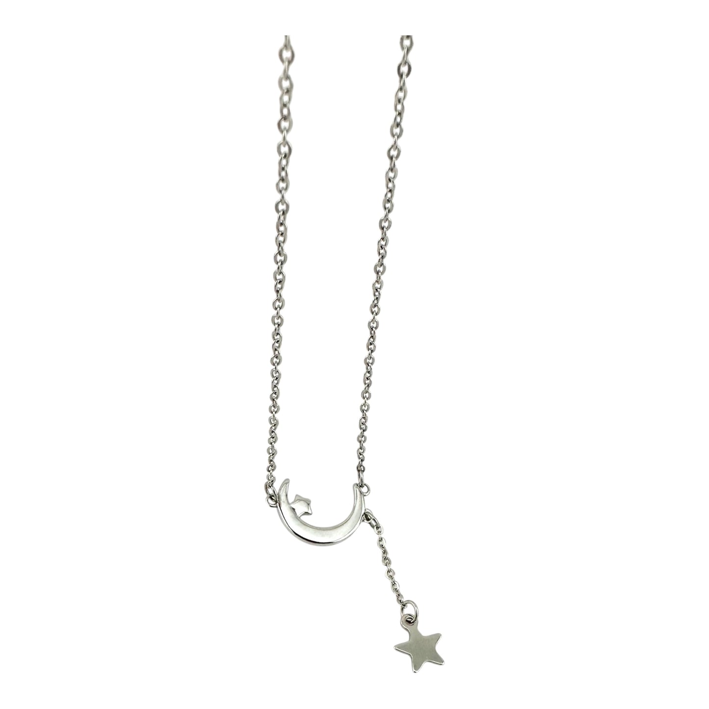 Celestial Dreams Moon & Star Stainless Steel Necklace