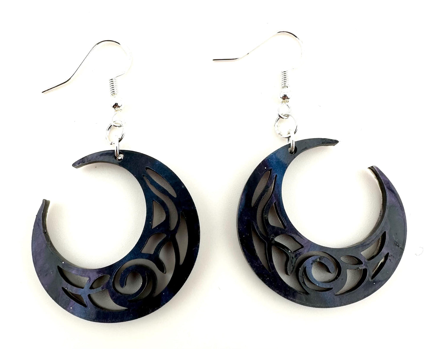 Galaxy Crescent Moon Acrylic Earrings | Purple Swirl Statement Jewelry | Lightweight Boho Earrings | Celestial Gift for Her