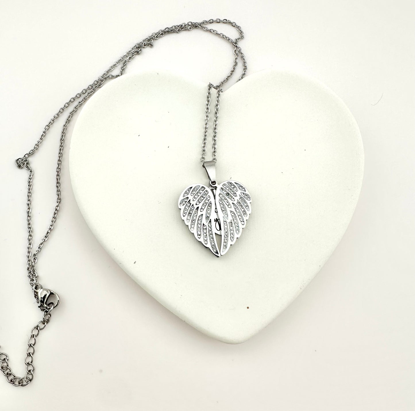 Angel Wings Hidden Heart Necklace – “Always My Angel” Memorial Gift