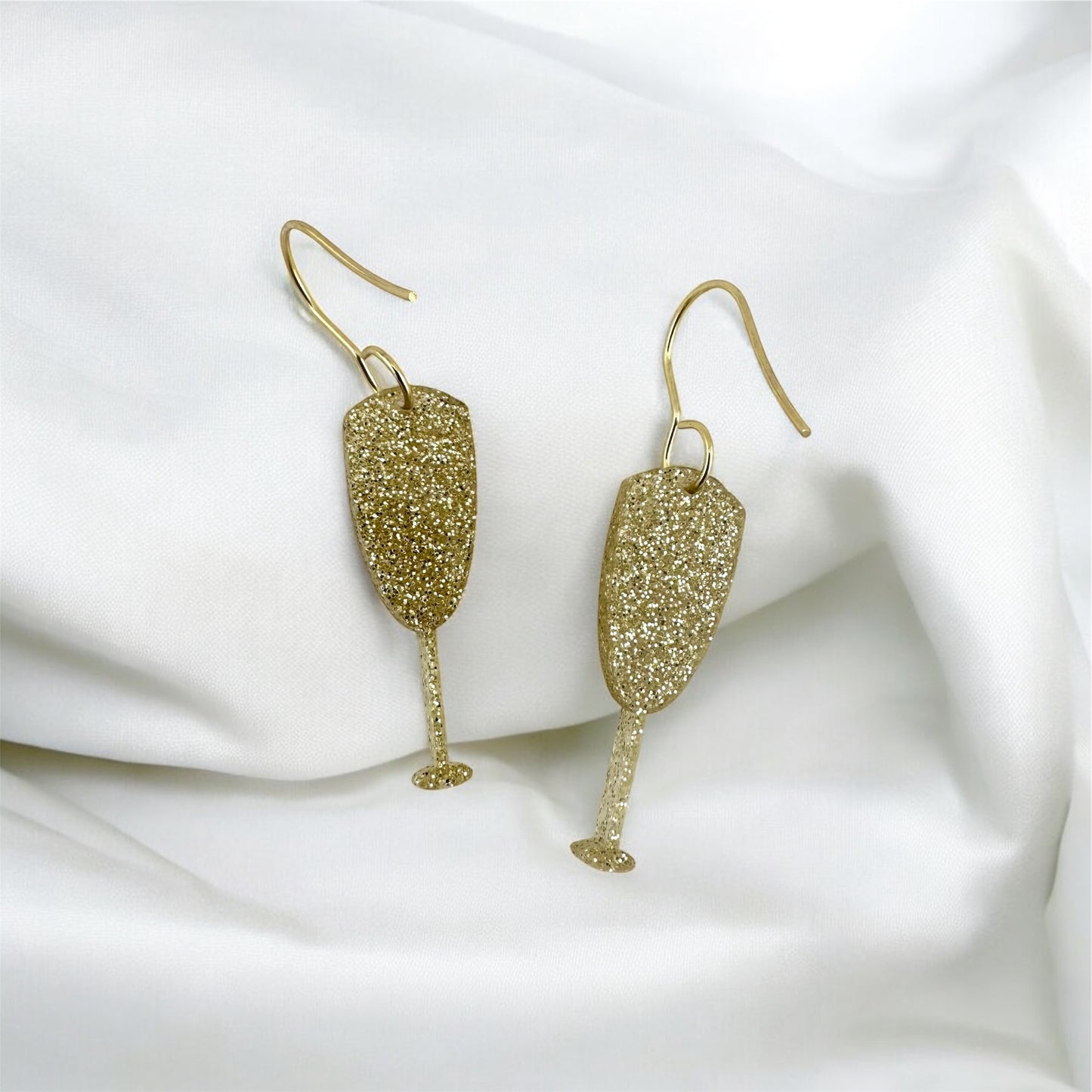 Gold Champagne Glass Earrings