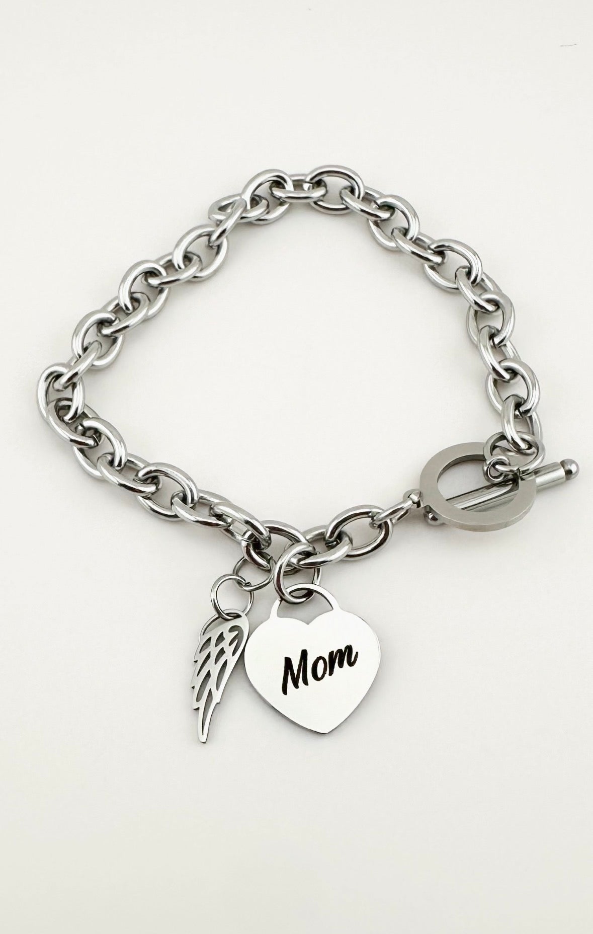 Personalized Memorial Bracelet For Women Custom Angel Wing Charm Bracelet Stainless Steel Remembrance Jewelry Sympathy Gift