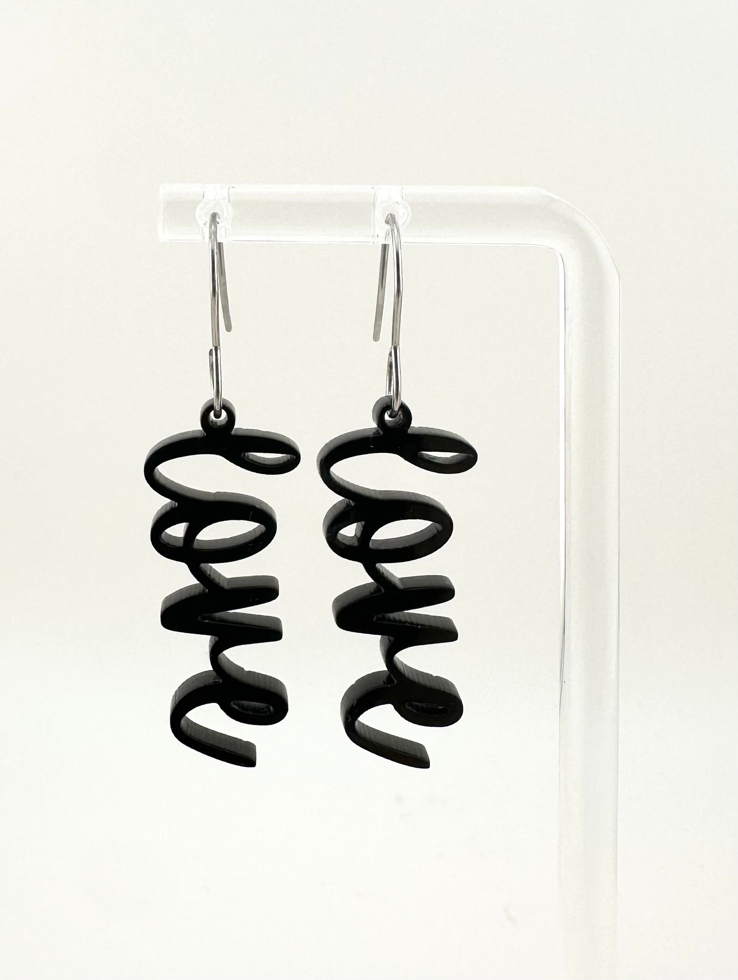 Acrylic Love Earrings. Stainless Steel Hooks.