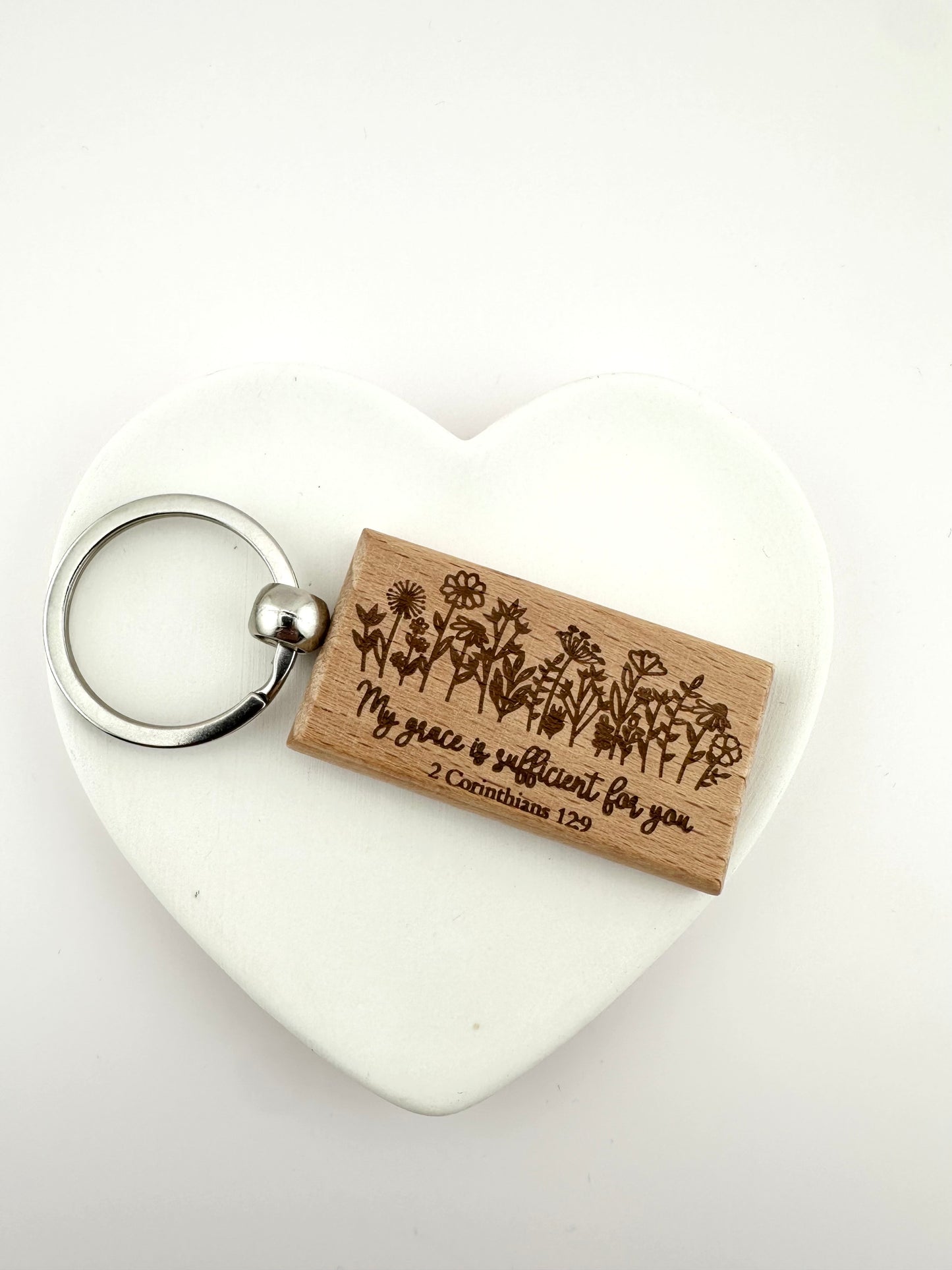 My Grace Is Sufficient For You Keychain. Wood Christian Gift