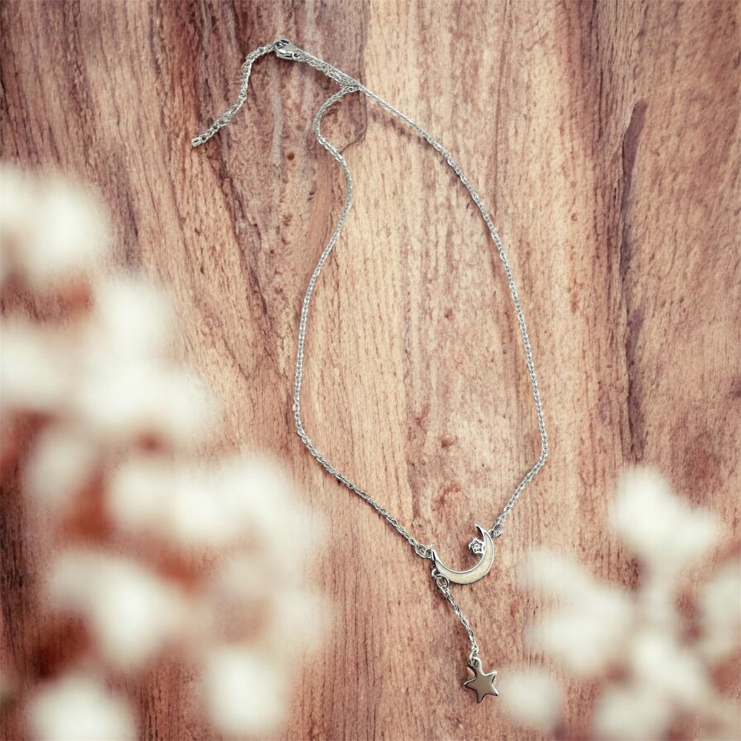 Celestial Dreams Moon & Star  Stainless Steel Necklace