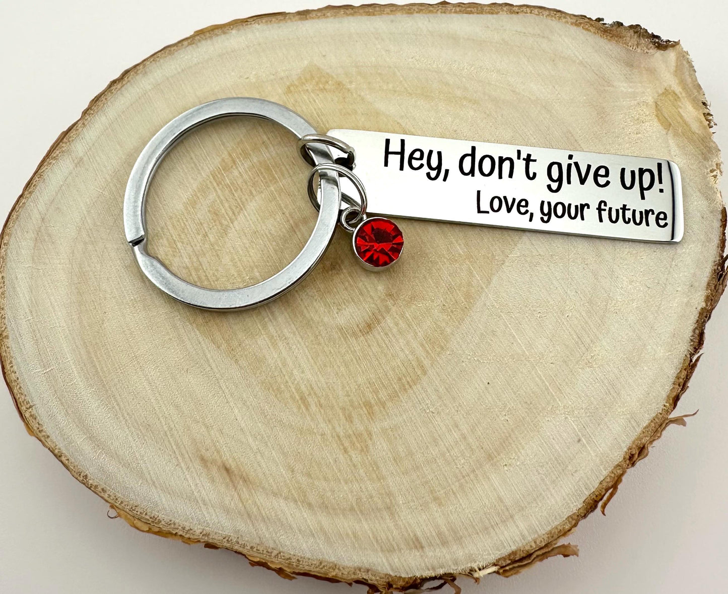 Encouragement Keychain – "Hey, Don't Give Up!" Mental Health Gift with Optional  Charm | Motivational Gift.