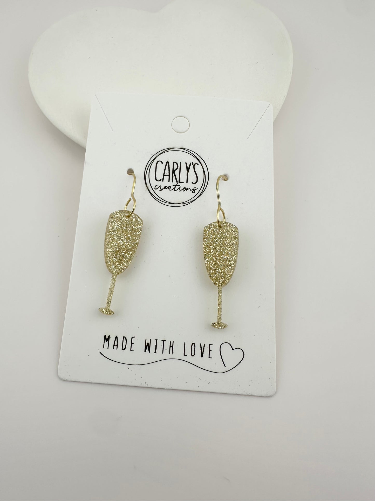 Gold Champagne Glass Earrings