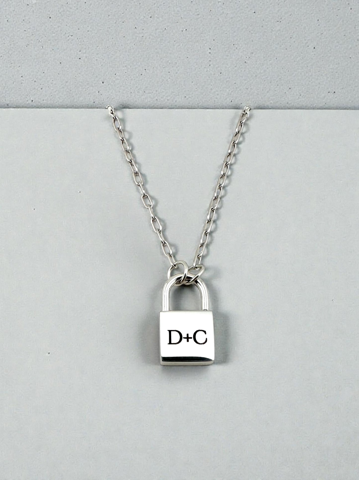 Padlock Necklace – Minimal Lock Pendant (Optional Initial Engraving)