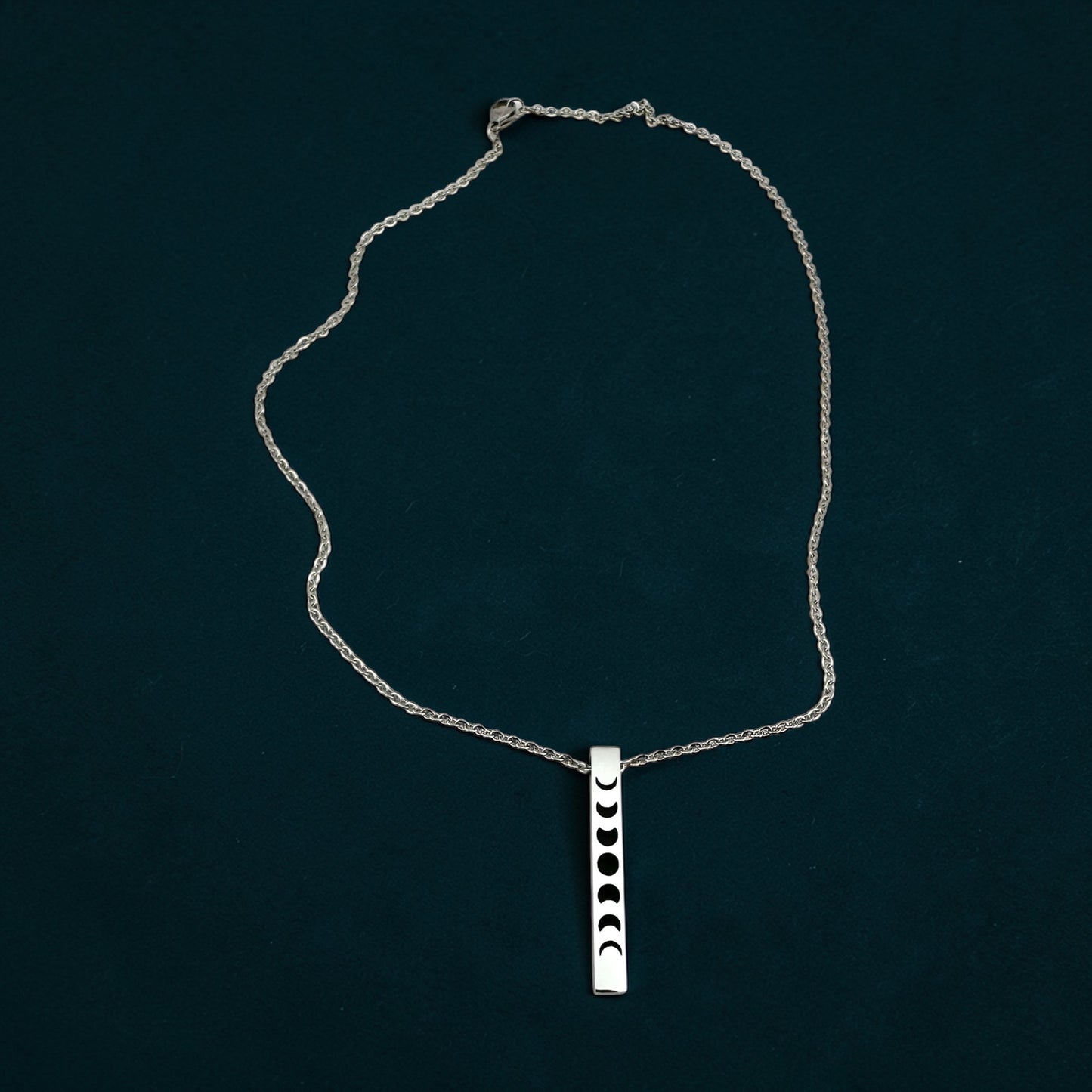Minimalist Silver Moon Phase Bar Necklace Celestial Jewelry Gift