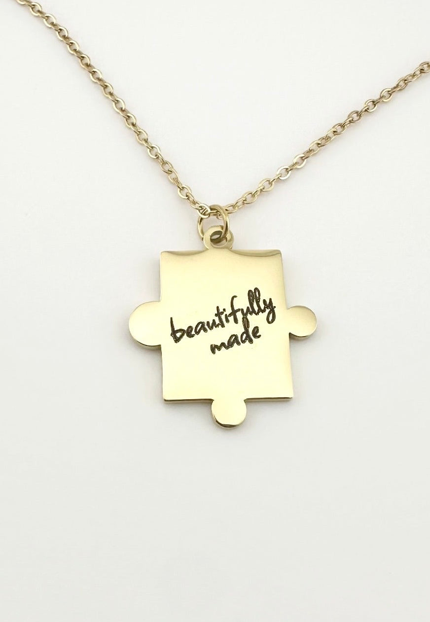 Beautifully Made Puzzle Piece Necklace Inspirational Gold Pendant Meaningful Encouragement Gift