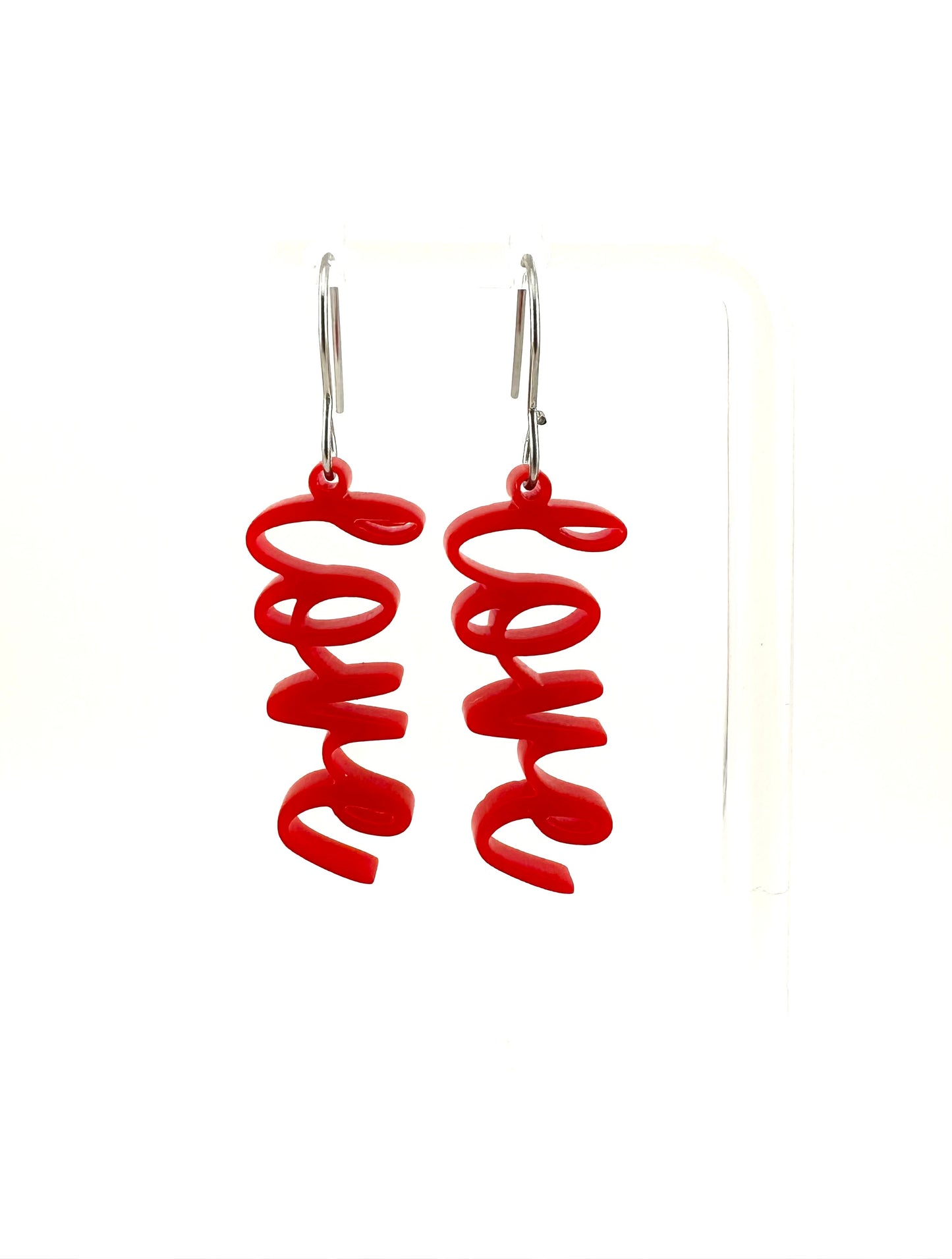 Acrylic Love Earrings. Stainless Steel Hooks.