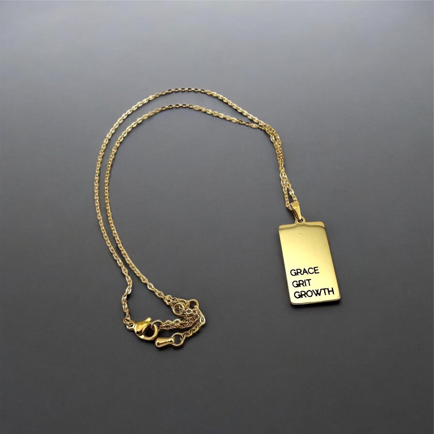 Personalized Word Pendant Necklace – Custom Engraved Nameplate with Your Words | Gold Bar Necklace Gift