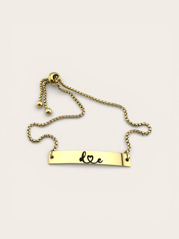 Personalized Heart Initial Bracelet Custom Adjustable Engraved Name Jewelry, Gift for Her, Couples Bracelet, Minimalist Jewelry. Gold Or Silver.