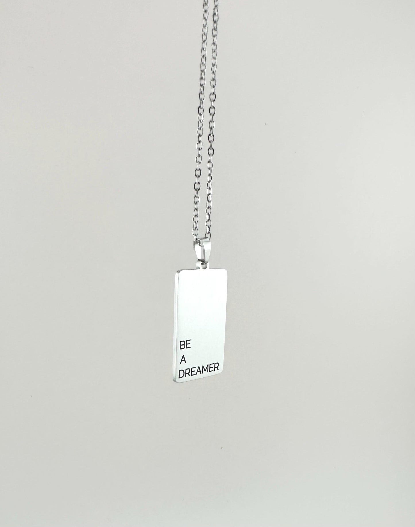 Custom Word Pendant Necklace – Personalized Engraved Silver Necklace