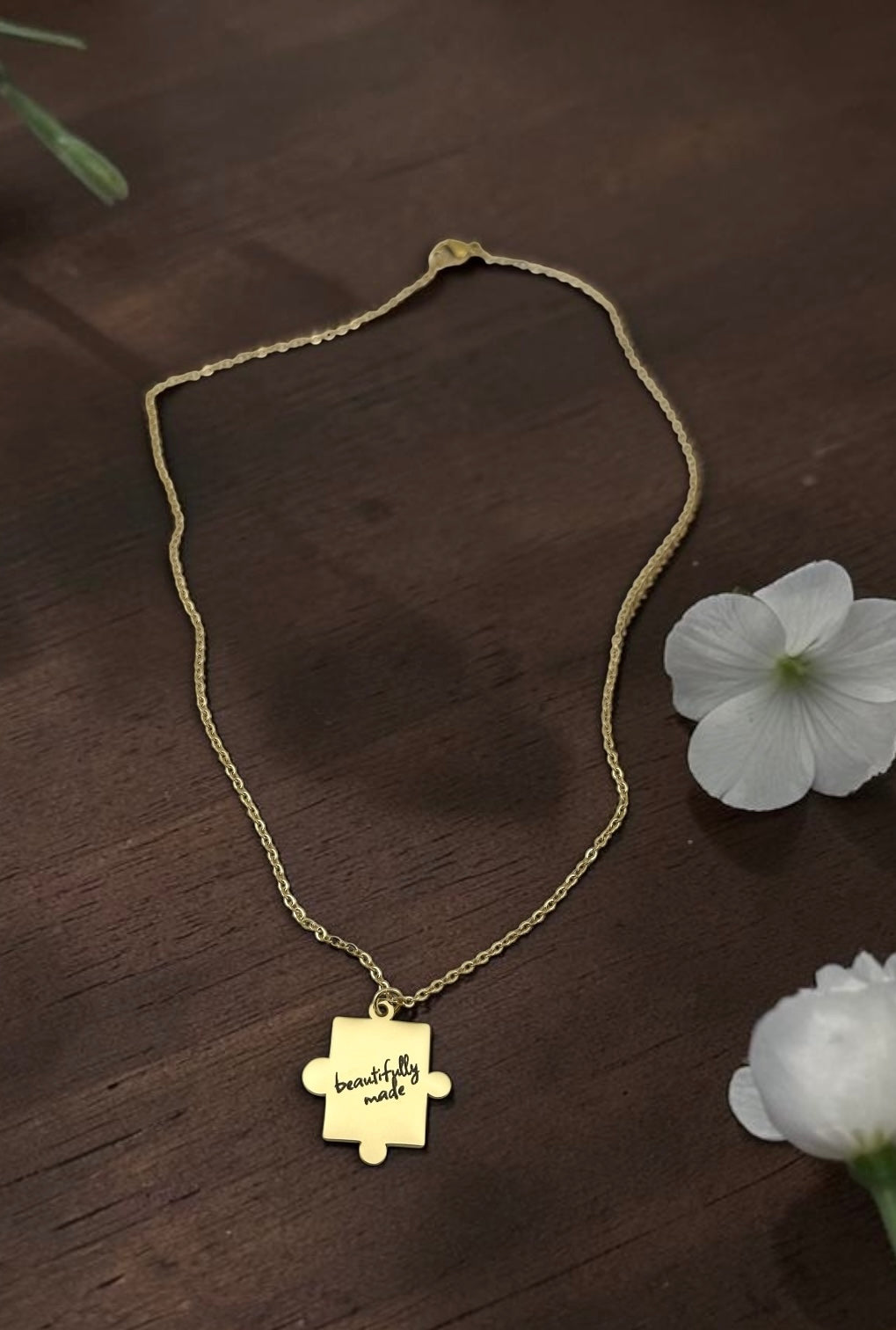Beautifully Made Puzzle Piece Necklace Inspirational Gold Pendant Meaningful Encouragement Gift
