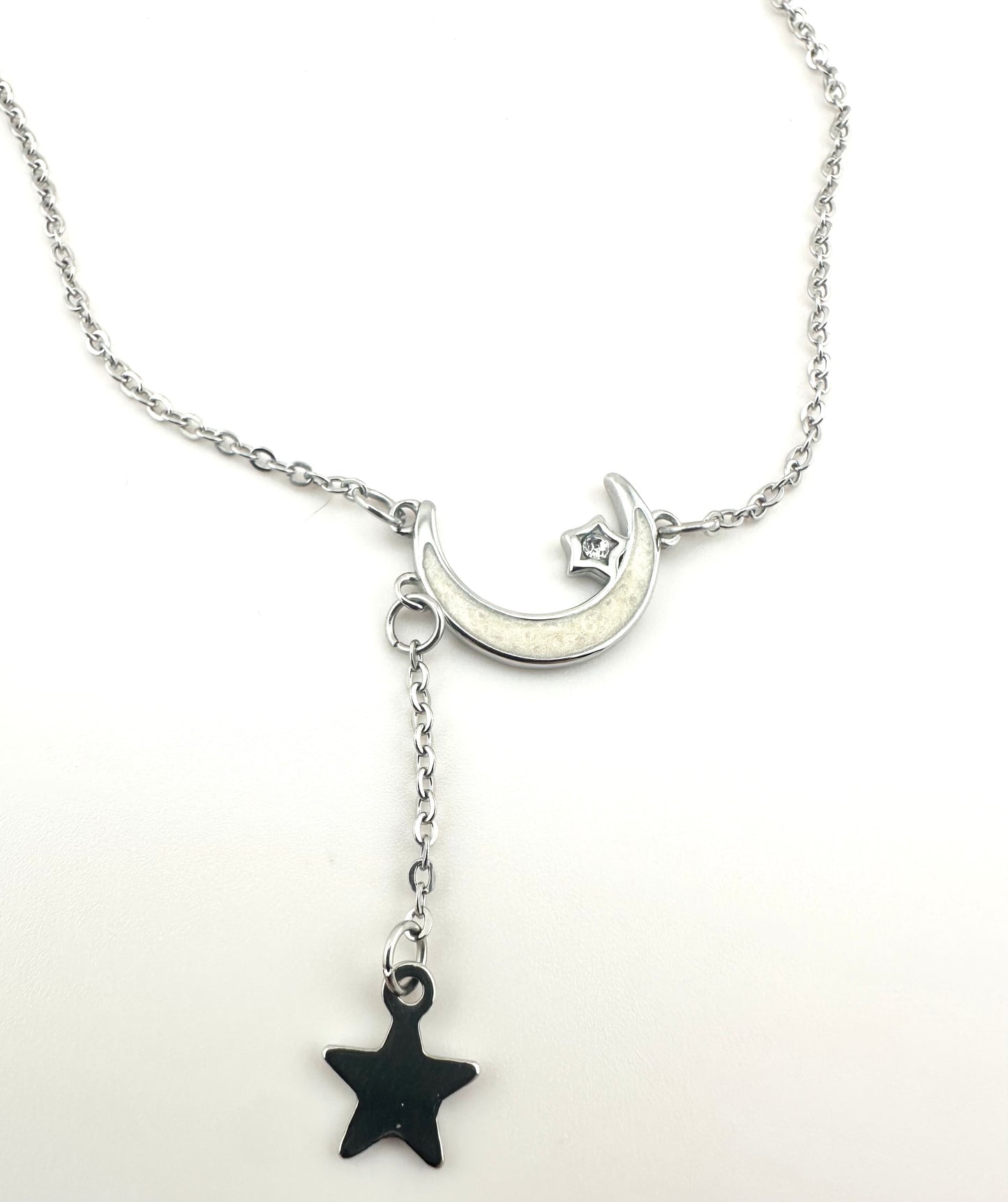 Celestial Dreams Moon & Star  Stainless Steel Necklace