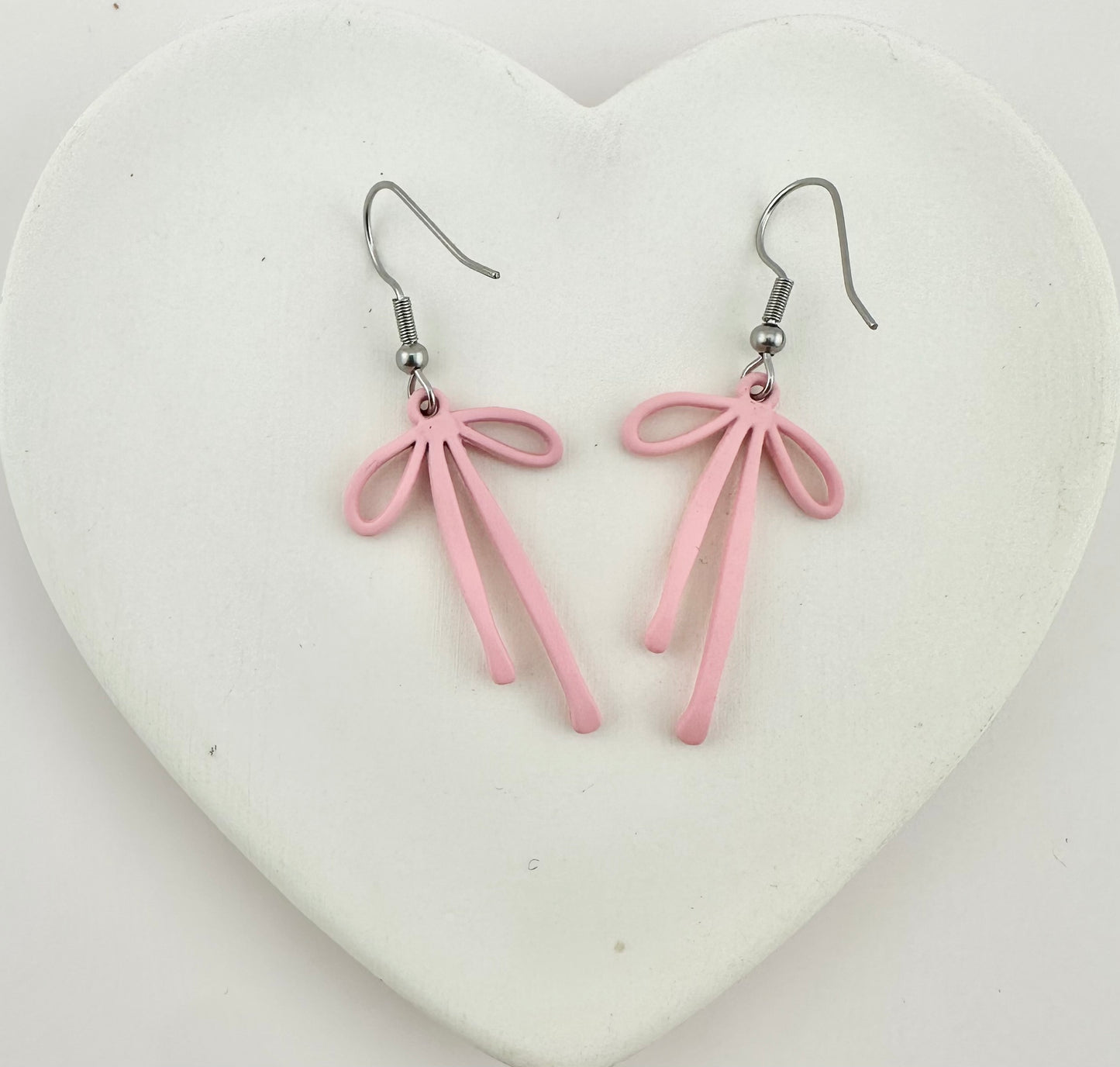 Pink Bow Dangle Earrings