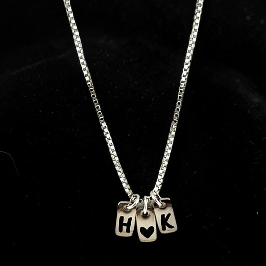 Personalized Initial Charm Necklace. Custom Letter Necklace. Minimalist Stainless Steel Name Necklace