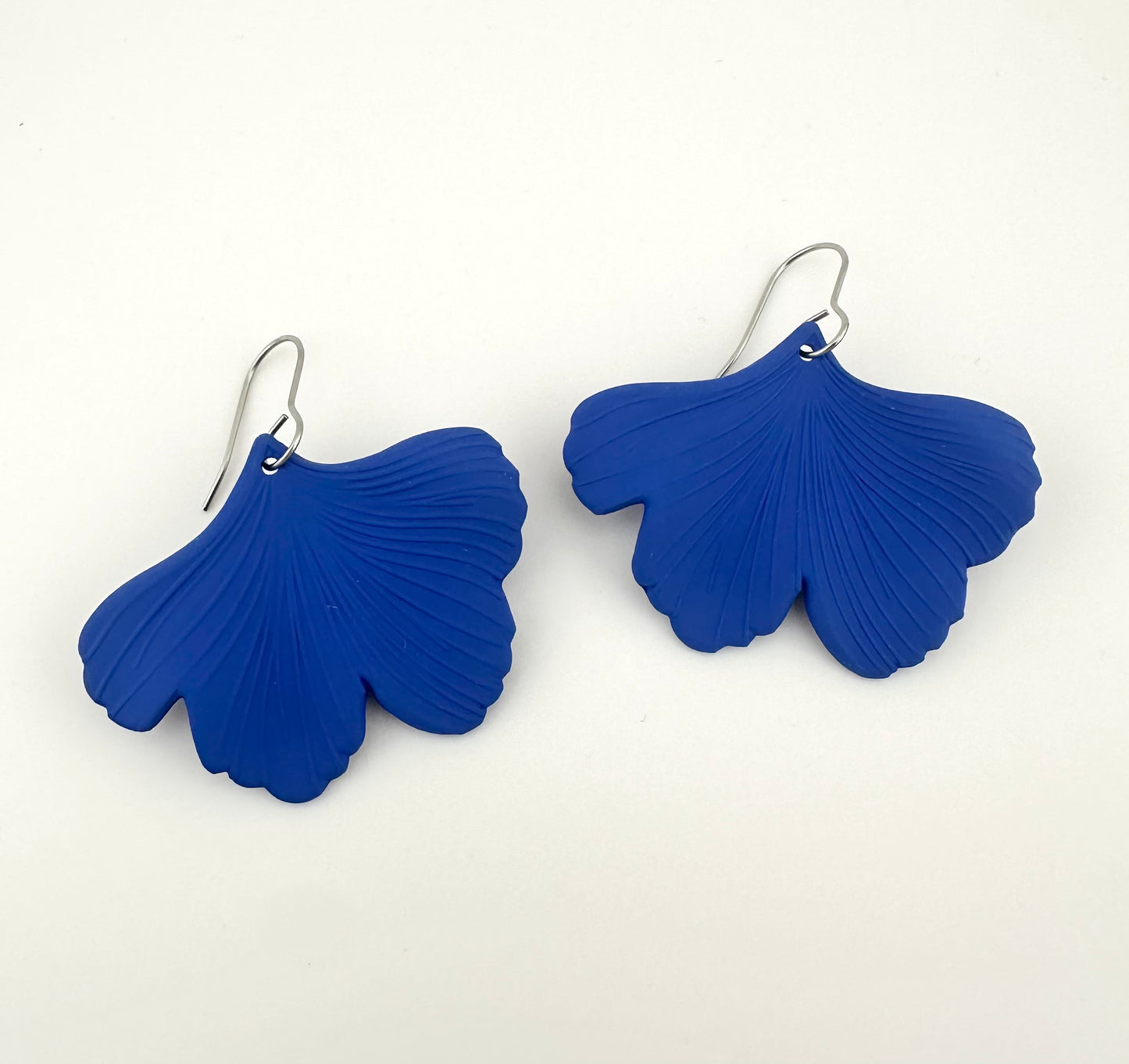 Blue Ginko Leaf Earrings