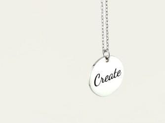 Create Necklace. Engraved Inspirational Word Neclace