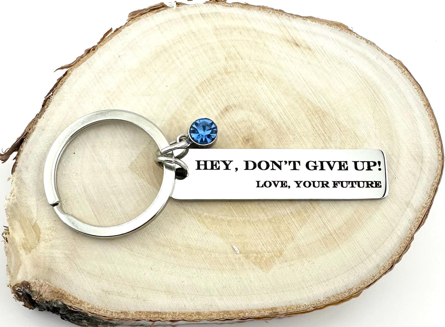 Encouragement Keychain – "Hey, Don't Give Up!" Mental Health Gift with Optional  Charm | Motivational Gift.