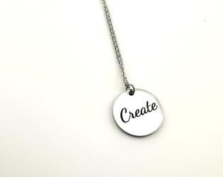 Create Necklace. Engraved Inspirational Word Neclace