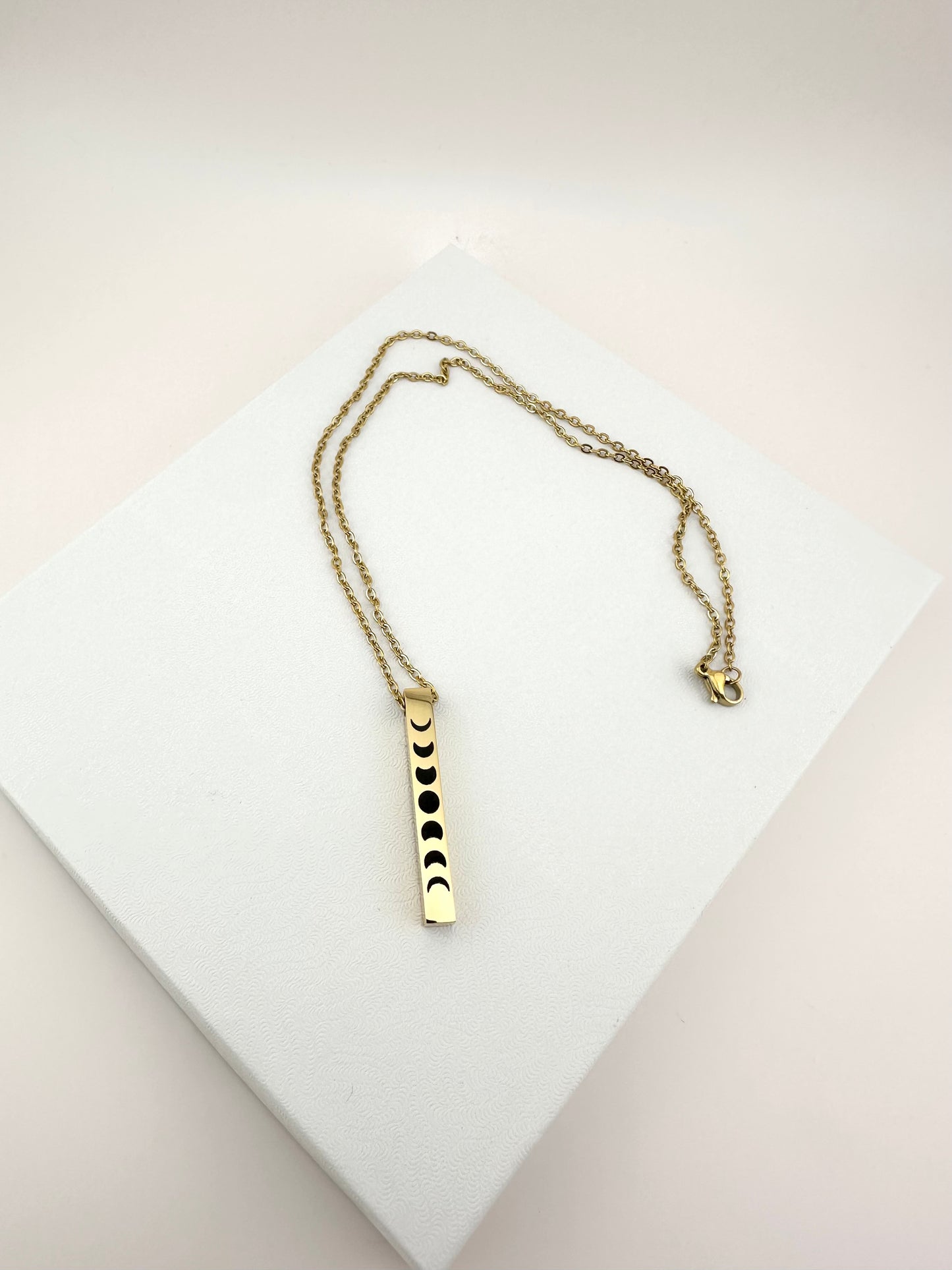 Minimalist Gold Moon Phase Bar Necklace Celestial Jewelry Gift