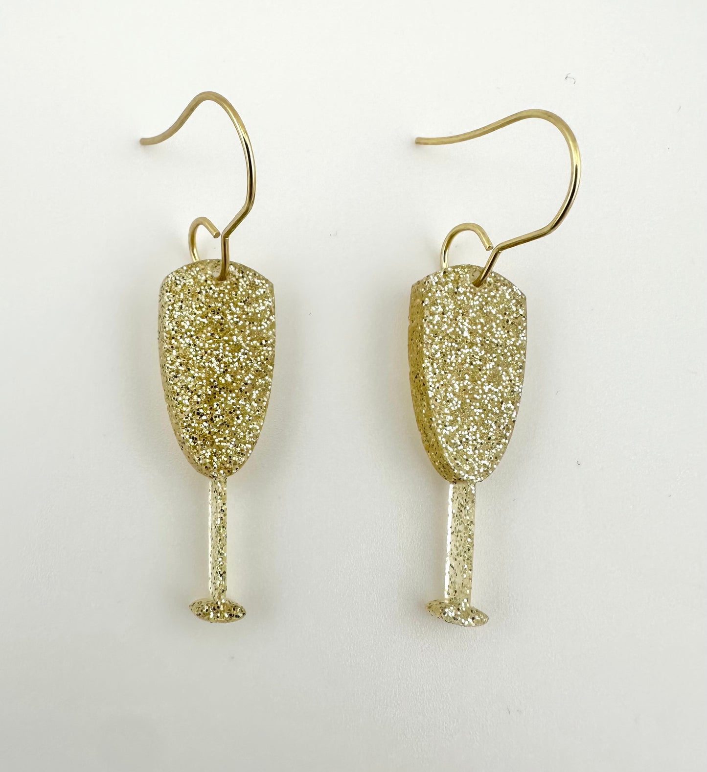 Gold Champagne Glass Earrings