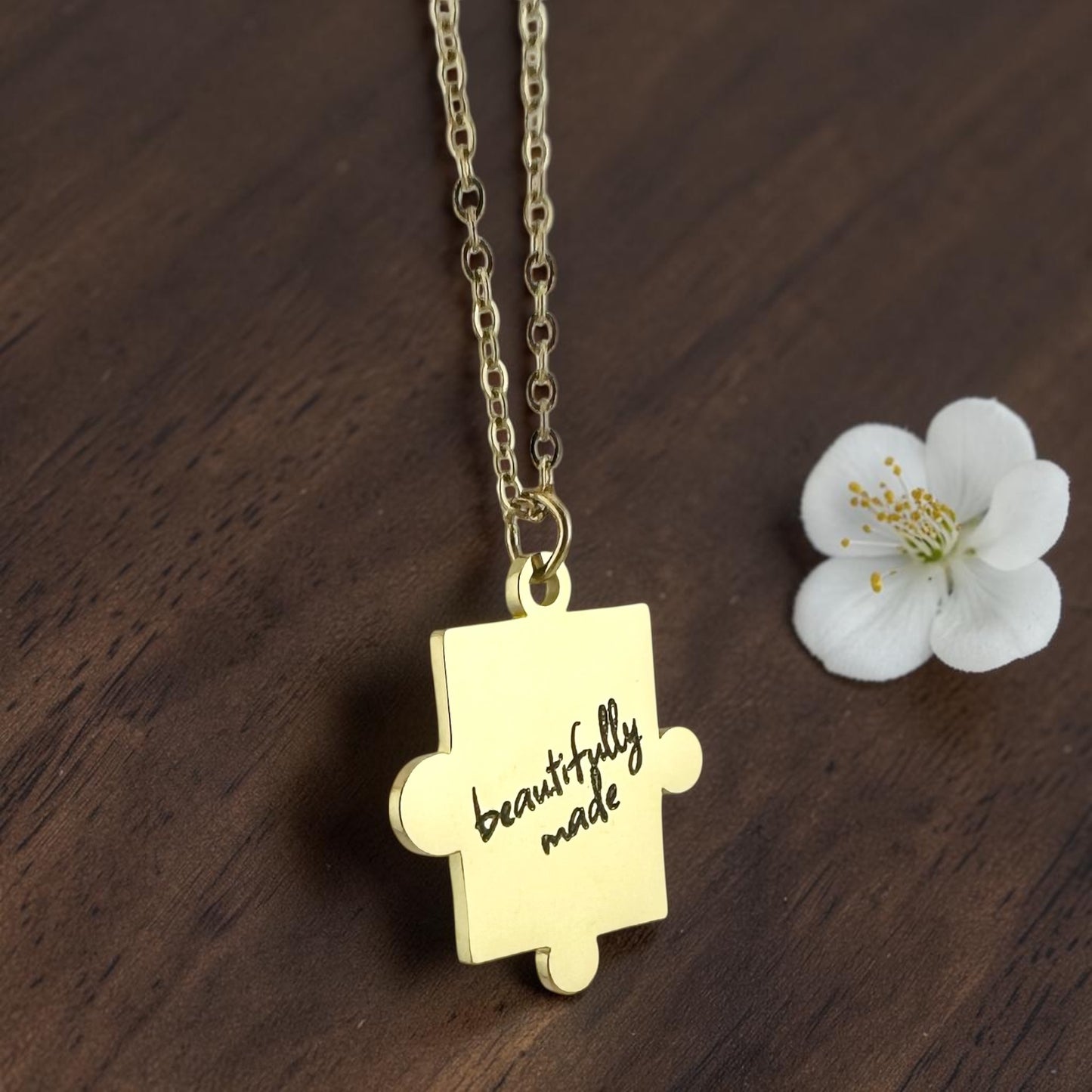 Beautifully Made Puzzle Piece Necklace Inspirational Gold Pendant Meaningful Encouragement Gift