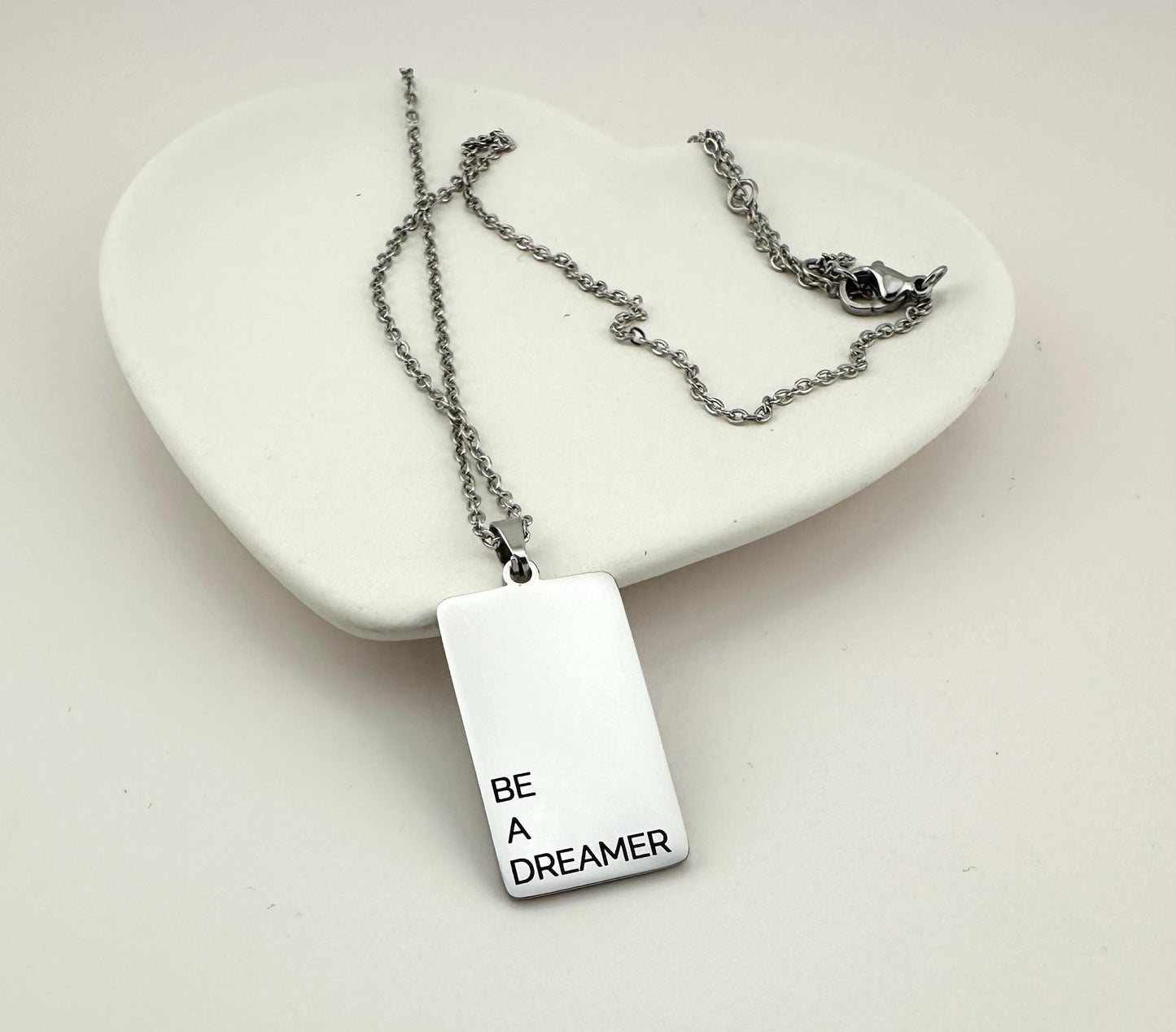 Custom Word Pendant Necklace – Personalized Engraved Silver Necklace