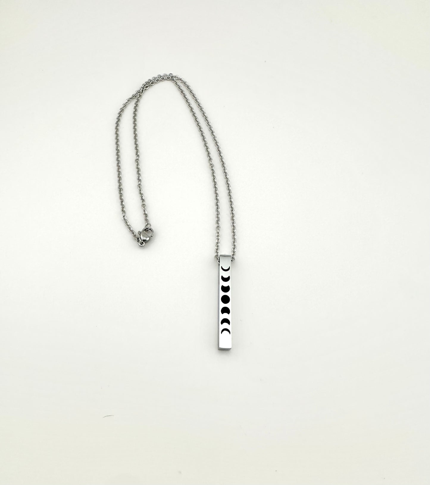 Minimalist Silver Moon Phase Bar Necklace Celestial Jewelry Gift
