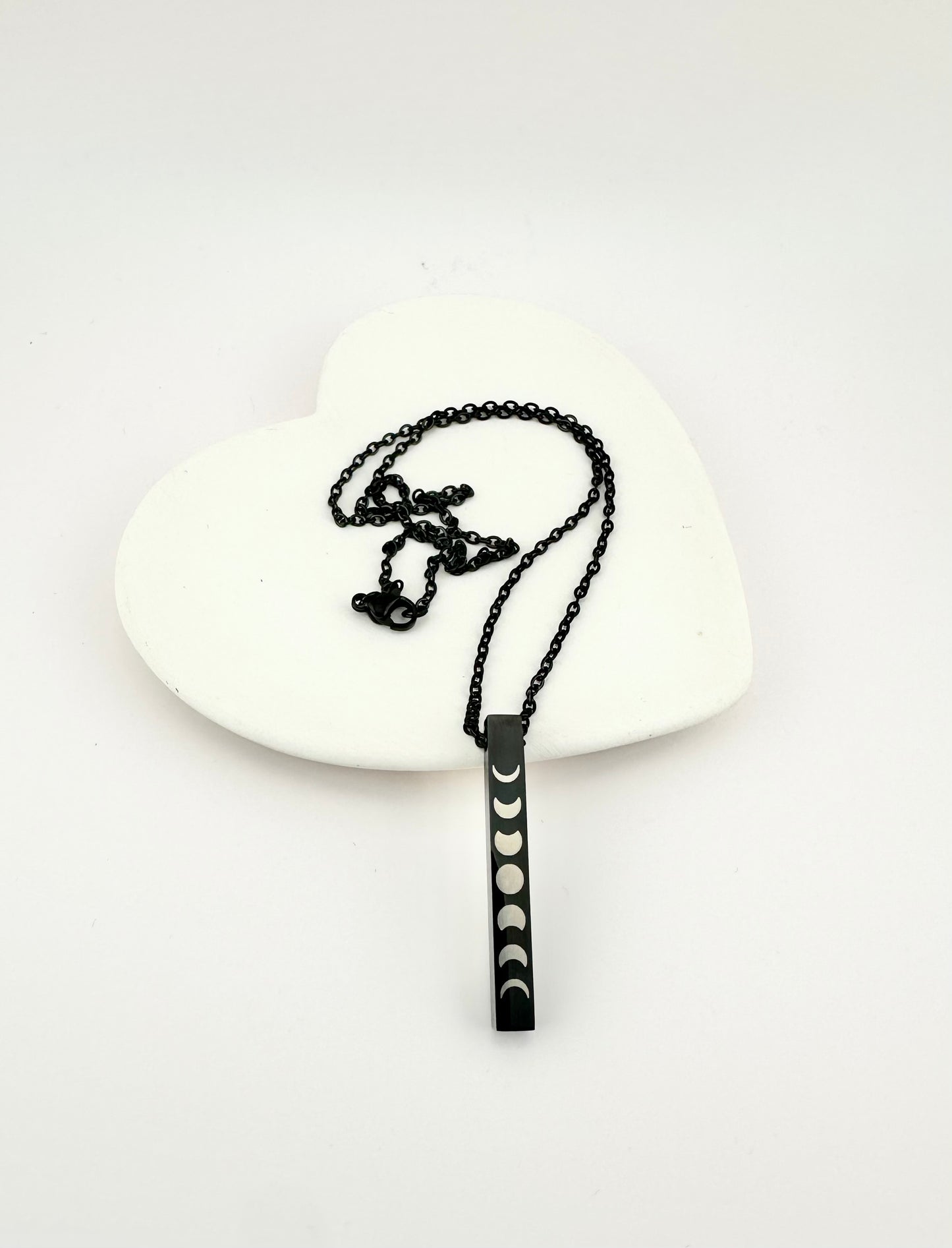 Minimalist Black Moon Phase Bar Necklace Celestial Jewelry Gift