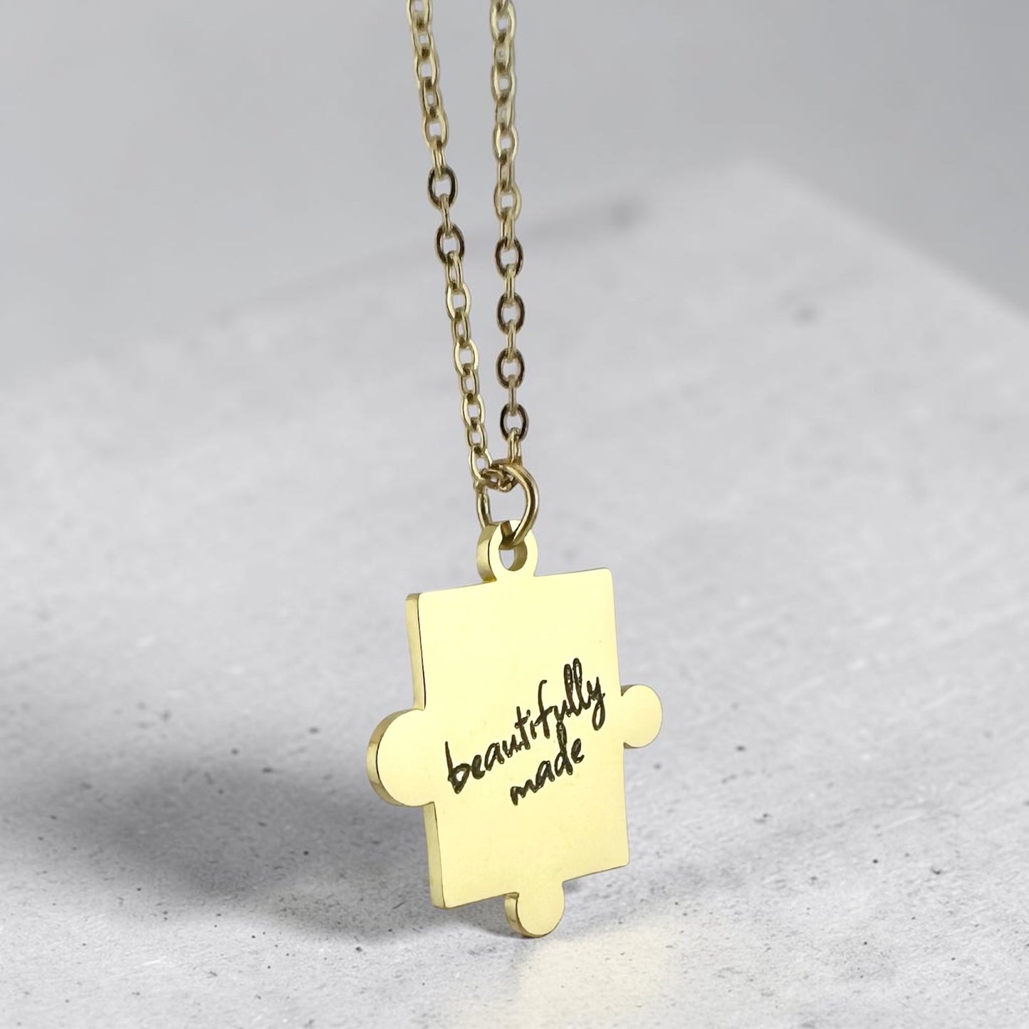 Beautifully Made Puzzle Piece Necklace Inspirational Gold Pendant Meaningful Encouragement Gift