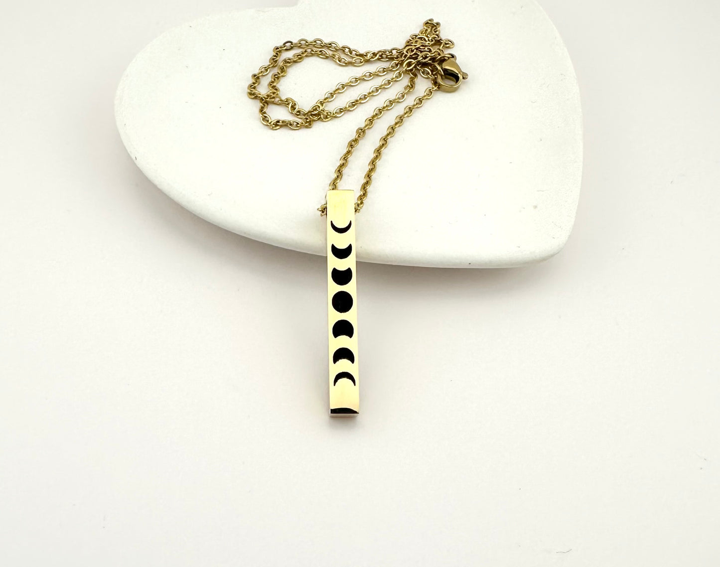 Minimalist Gold Moon Phase Bar Necklace Celestial Jewelry Gift
