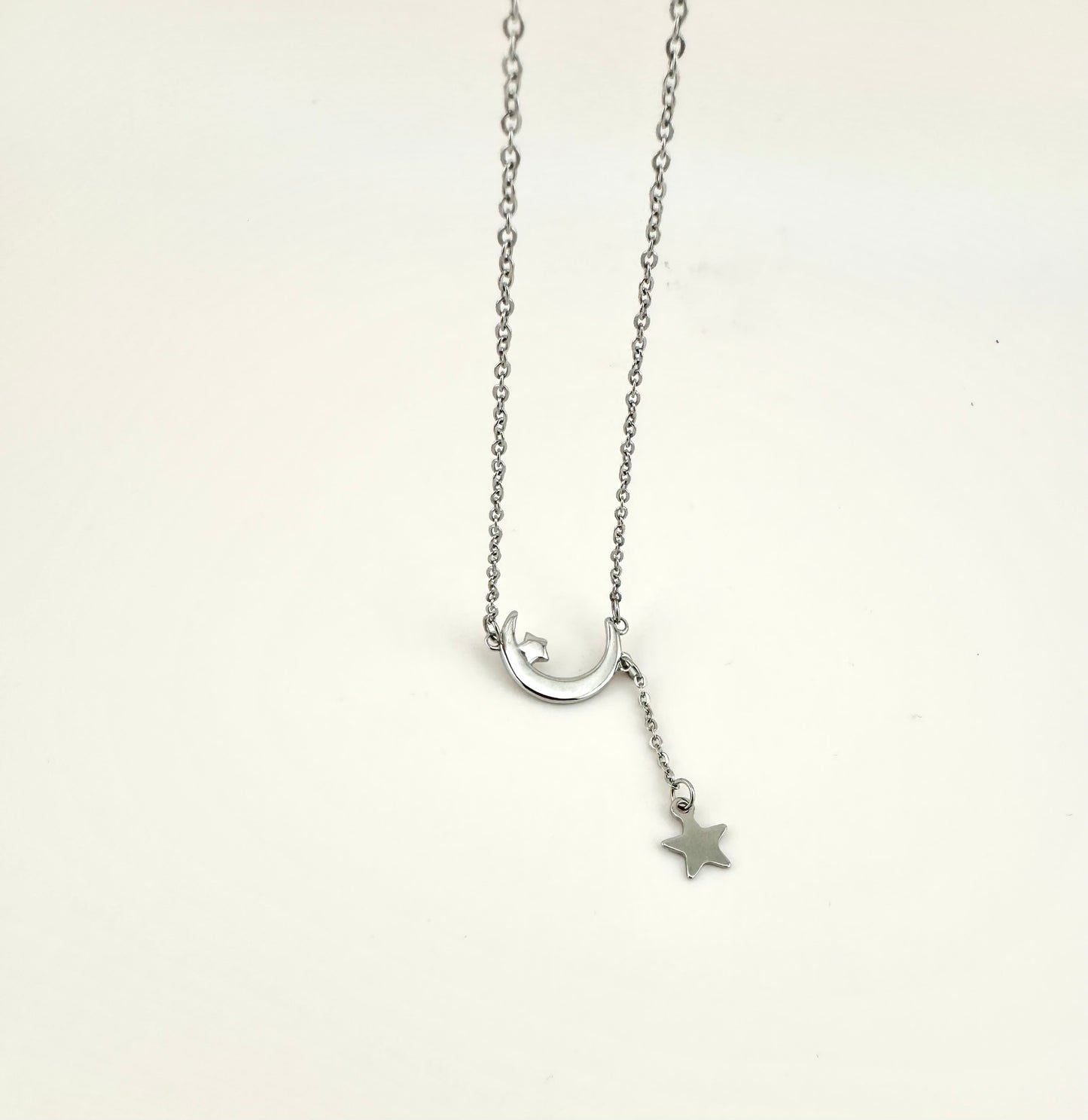 Celestial Dreams Moon & Star  Stainless Steel Necklace