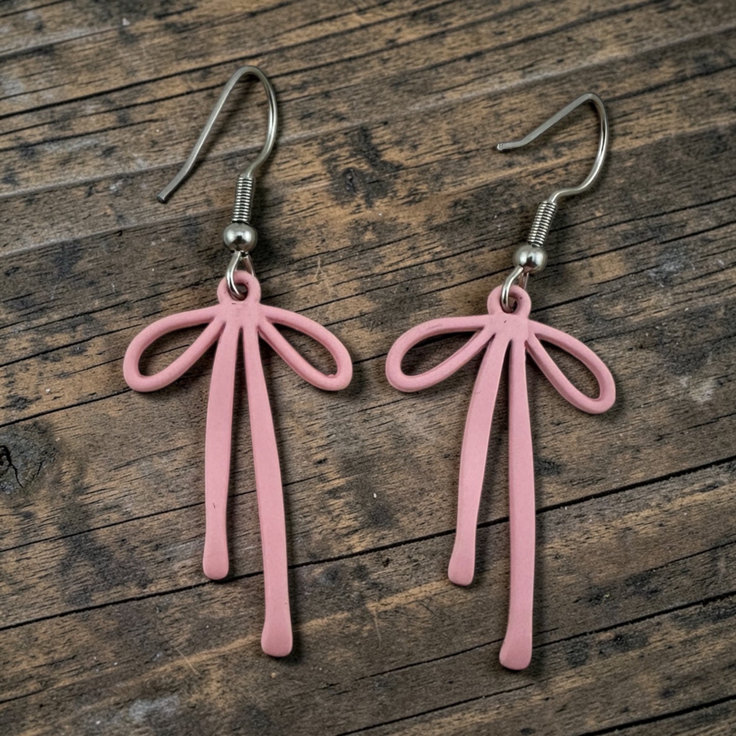 Pink Bow Dangle Earrings