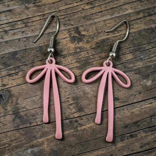 Pink Bow Dangle Earrings