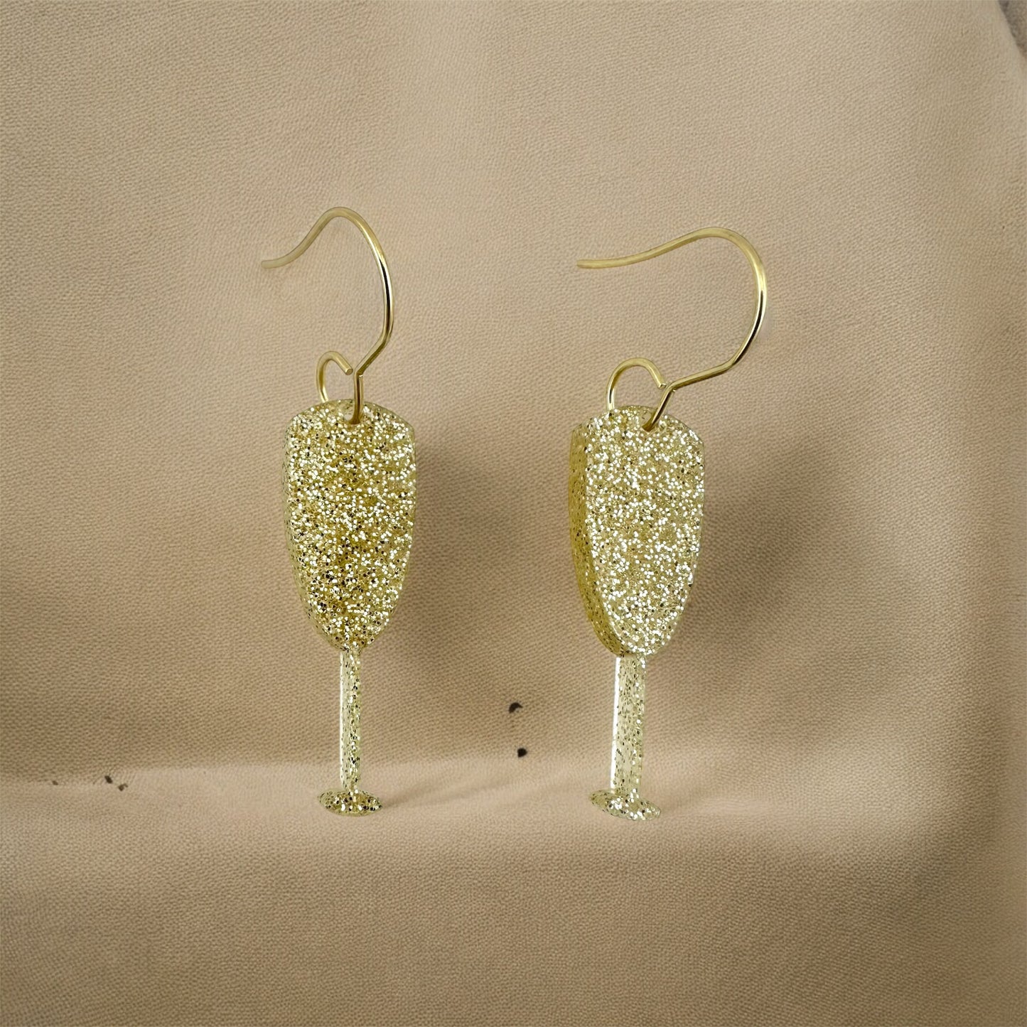 Gold Champagne Glass Earrings