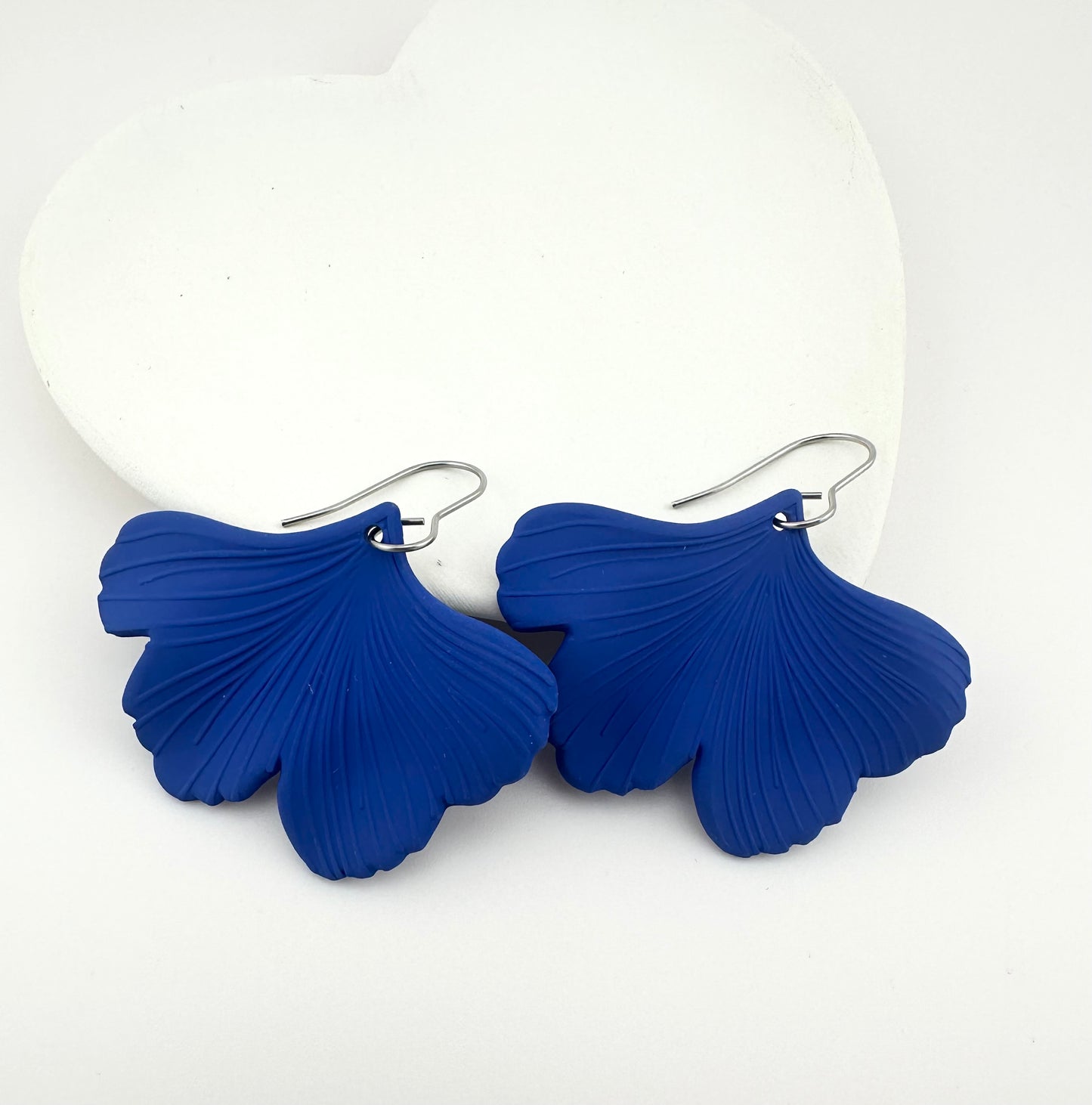 Blue Ginko Leaf Earrings