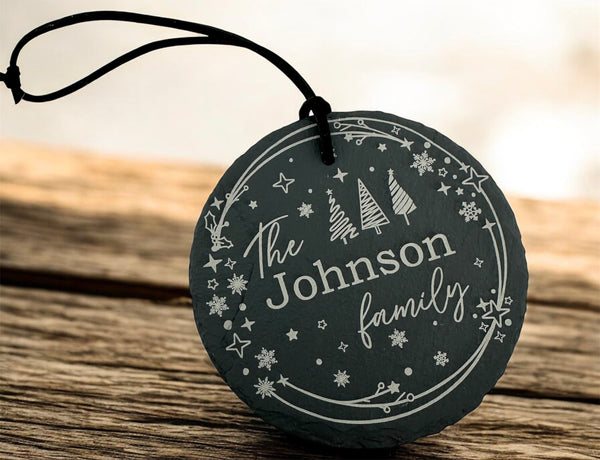 Personalized Slate Family Ornament – Custom Christmas Gift