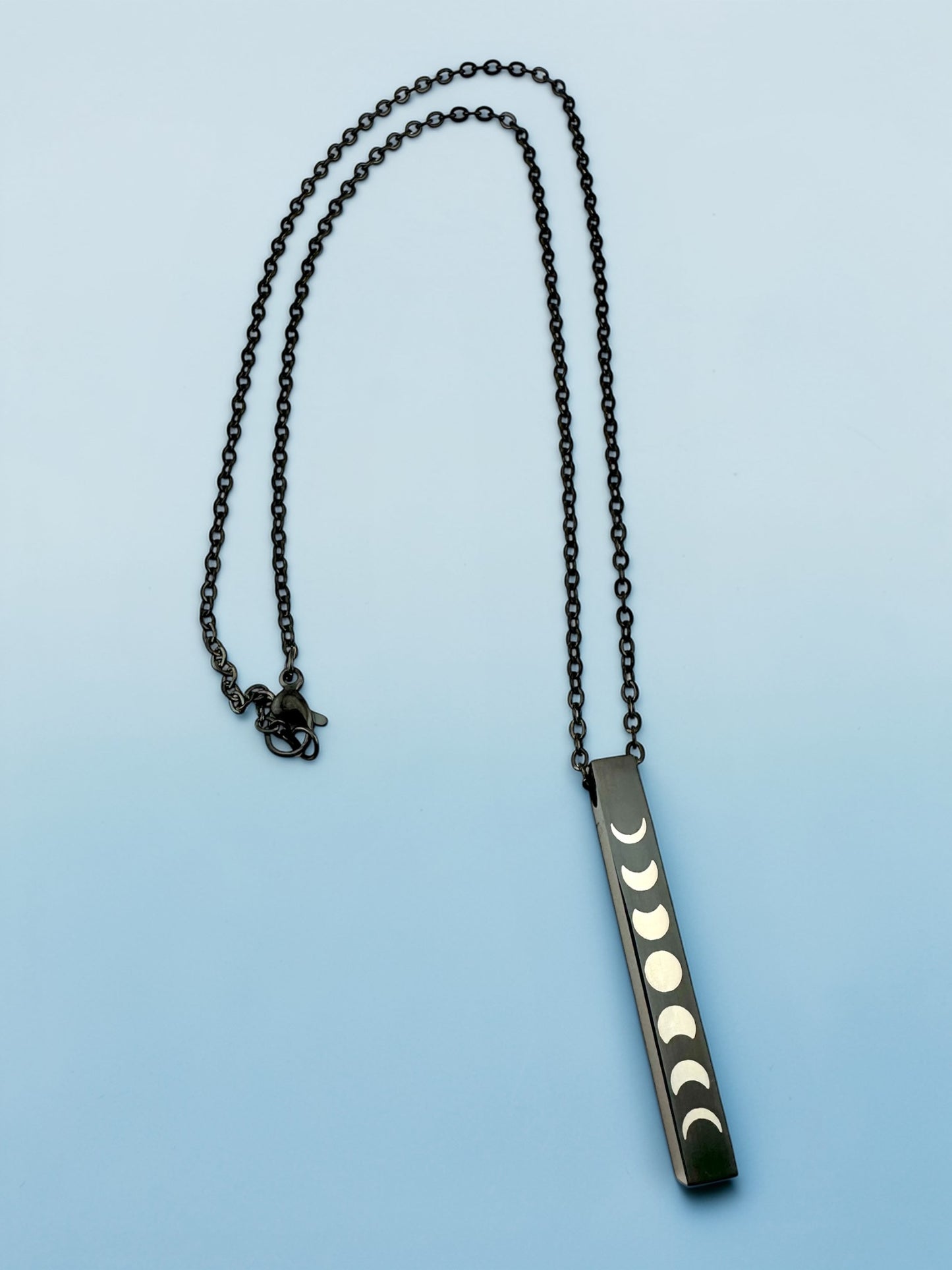 Minimalist Black Moon Phase Bar Necklace Celestial Jewelry Gift