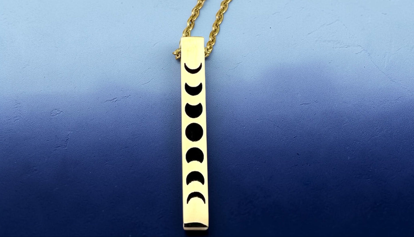 Minimalist Gold Moon Phase Bar Necklace Celestial Jewelry Gift