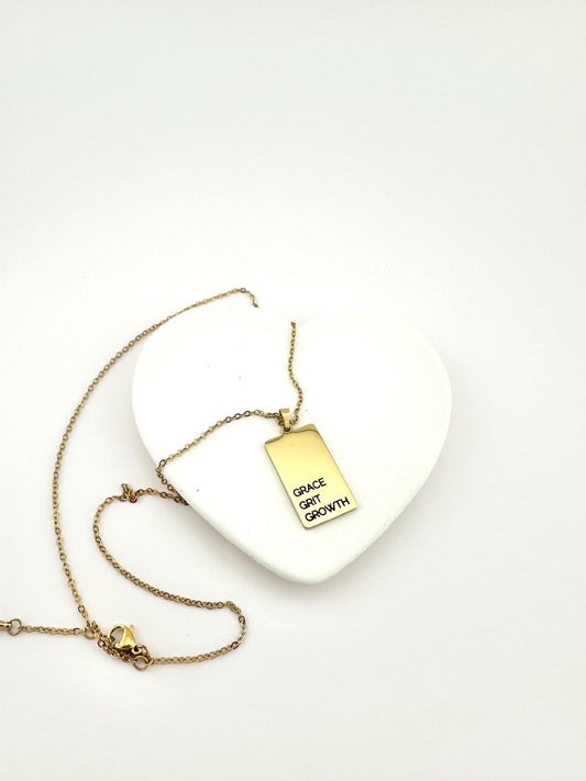Personalized Word Pendant Necklace – Custom Engraved Nameplate with Your Words | Gold Bar Necklace Gift
