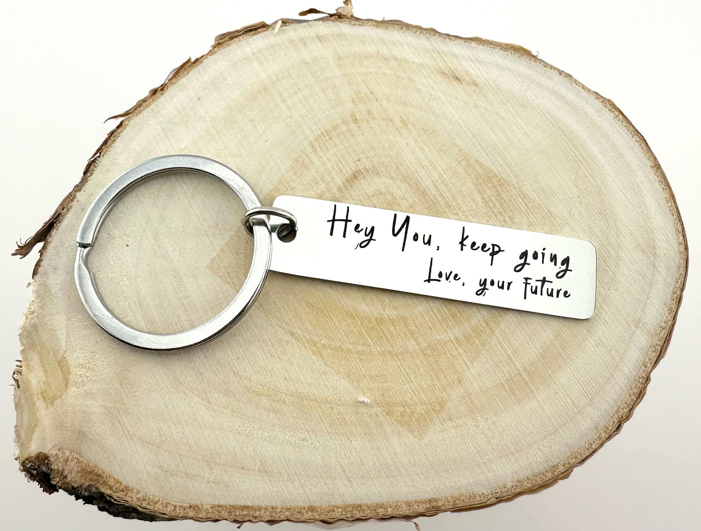 Encouragement Keychain – "Hey You, keep going" Mental Health Gift with Optional  Charm | Motivational Gift.