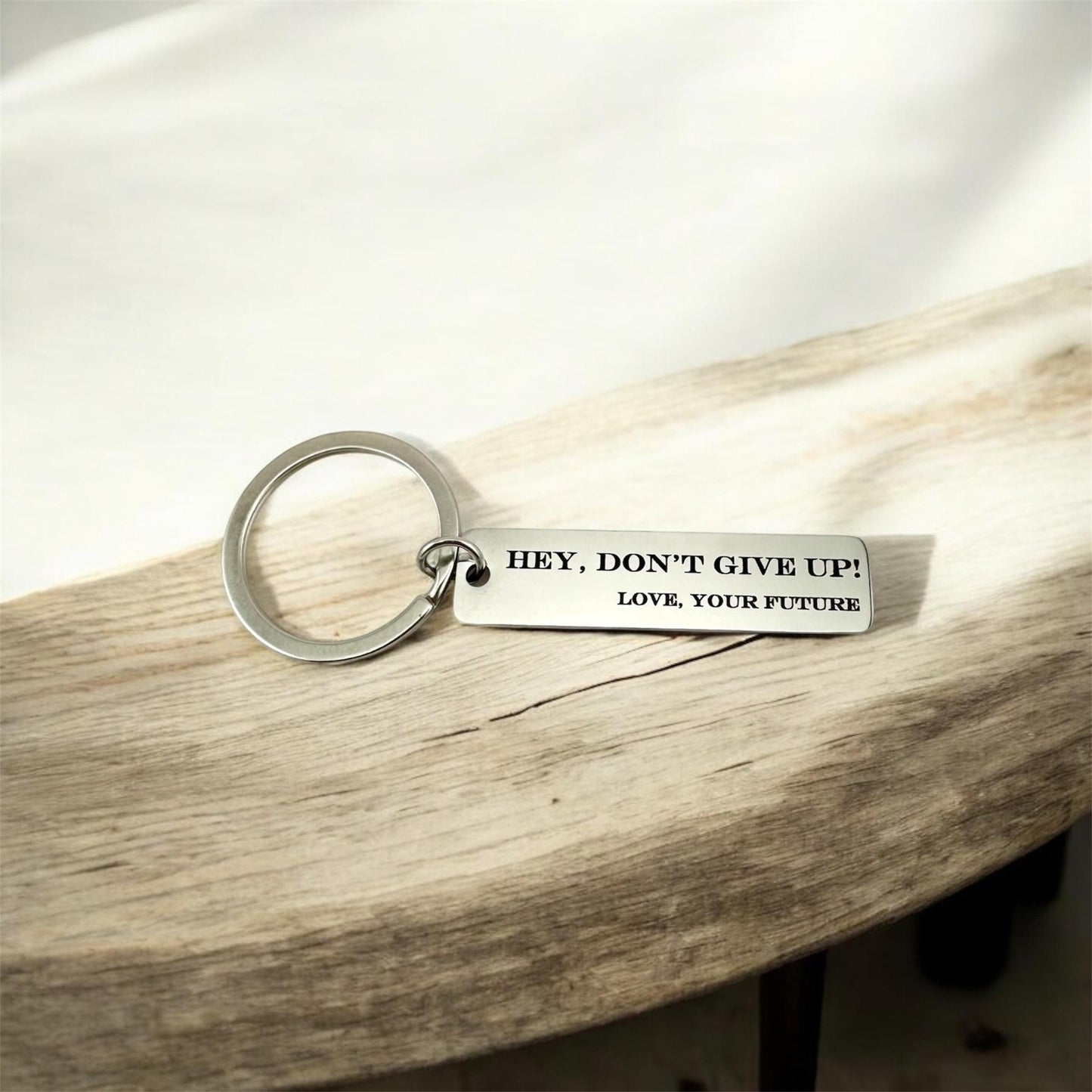 Encouragement Keychain – "Hey, Don't Give Up!" Mental Health Gift with Optional  Charm | Motivational Gift.