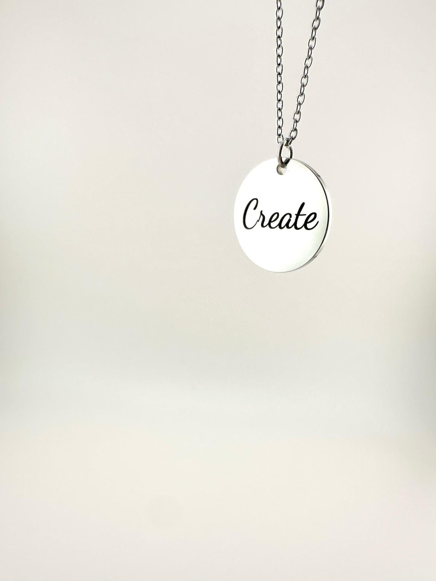Create Necklace. Engraved Inspirational Word Neclace